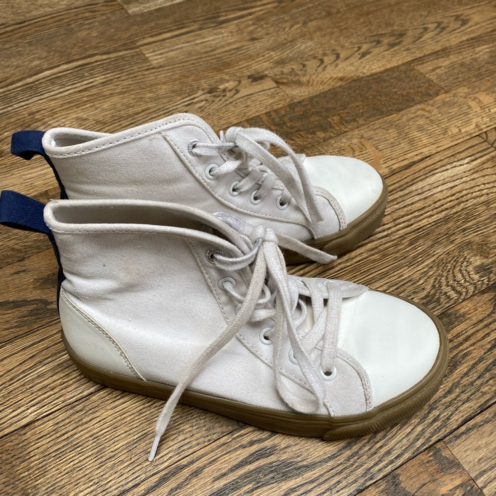 Old Navy Kids White Canvas Hi tops with Gum soles Size 13 - Picture 4 of 6